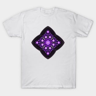 Diamond Pattern Mandala Purple-White T-Shirt